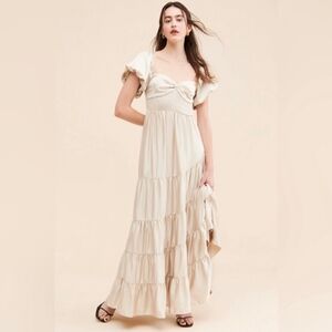 New Free People Cream Tiered Maxi Dress